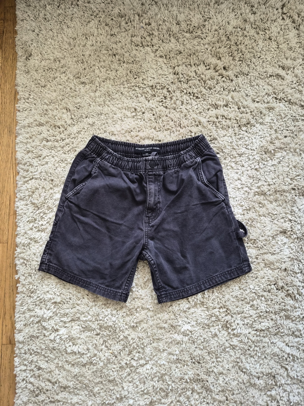 Men's Womens Dark Charcoal Casual Elastic-Waist Shorts